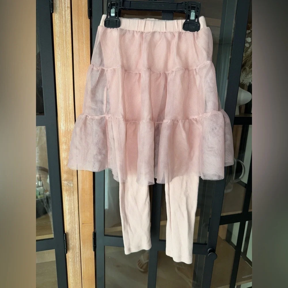 Zara Kids tutu skirt with leggings ribbed blush pink toddler girl tulle